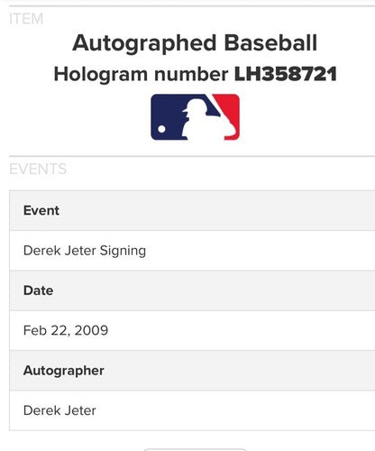 Derek Jeter 2008 All Star Game Signed Baseball Yankees Auto Steiner & MLB Coa