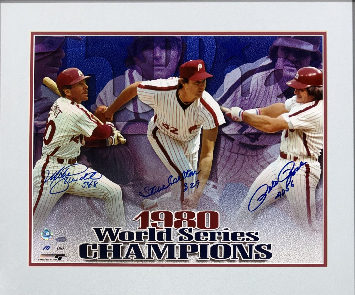 Mike Schmidt Pete Rose Carlton Signed 16x20 Framed Phillies 1980 Ws Auto MLB Coa