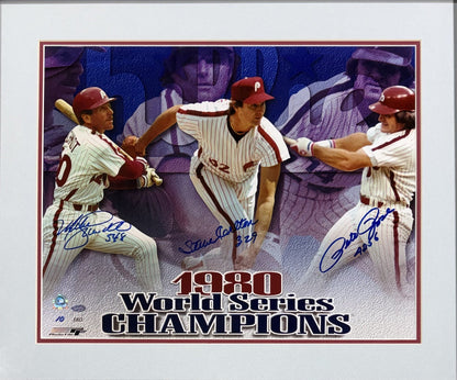 Mike Schmidt Pete Rose Carlton Signed 16x20 Framed Phillies 1980 Ws Auto MLB Coa