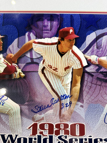 Mike Schmidt Pete Rose Carlton Signed 16x20 Framed Phillies 1980 Ws Auto MLB Coa