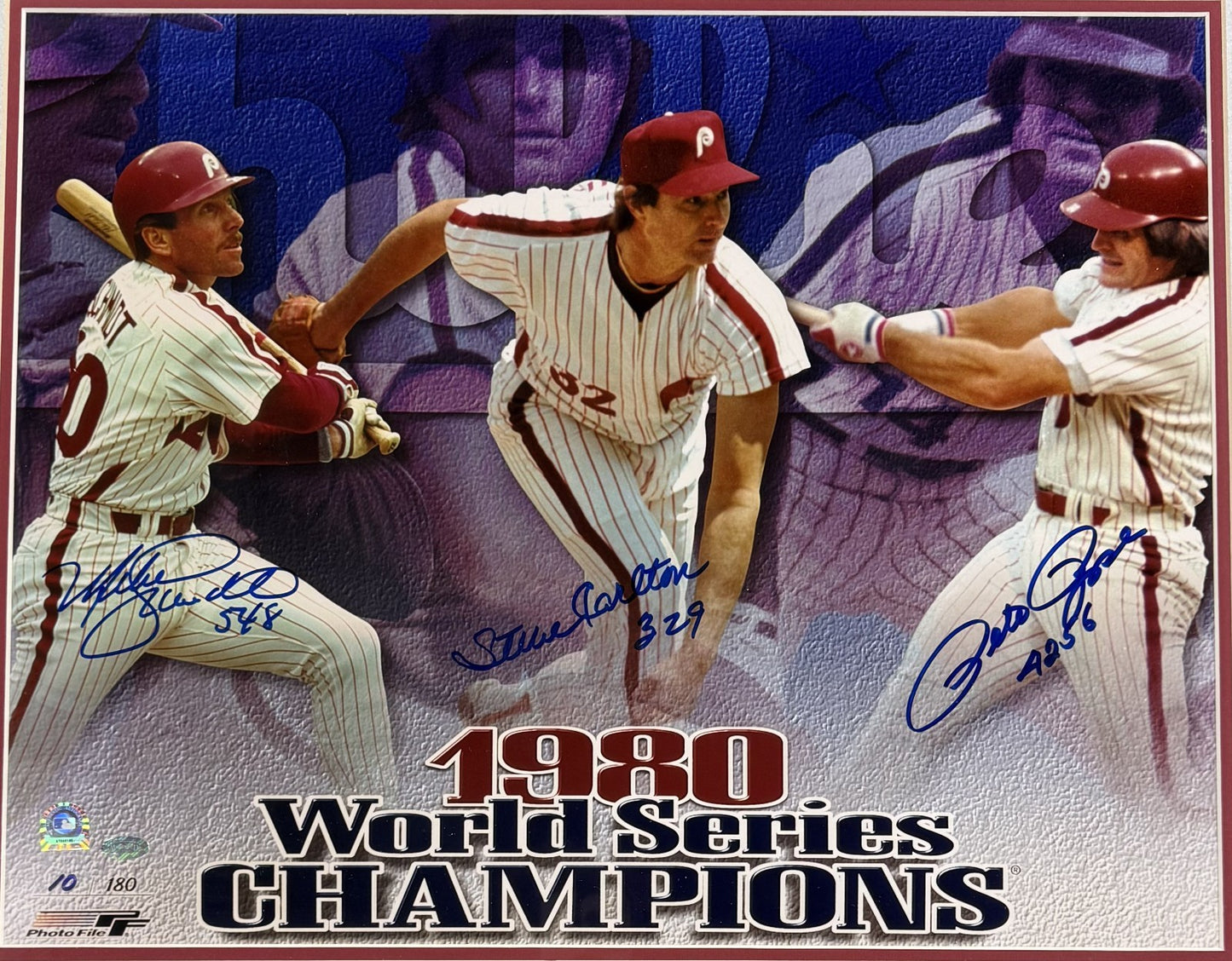 Mike Schmidt Pete Rose Carlton Signed 16x20 Framed Phillies 1980 Ws Auto MLB Coa
