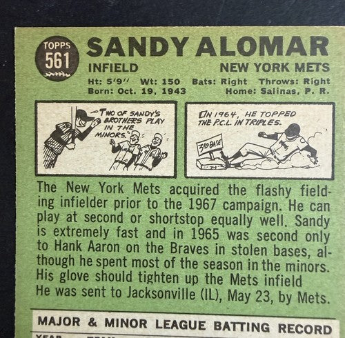 1967 Topps #561 Sandy Alomar Mets High # Nm Near Mint Nice
