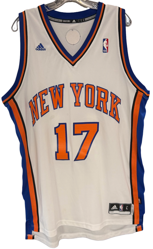 Jeremy Lin Linsanity Adidas NY Knicks Vintage NBA Home White Jersey #17 Sz L +2
