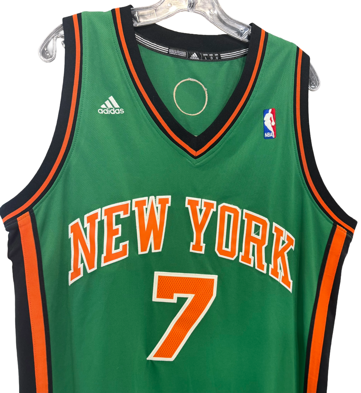 Carmelo Anthony Adidas St Patrick's Day Green #7 NY Knicks Sz L + 2 Tagged HOF