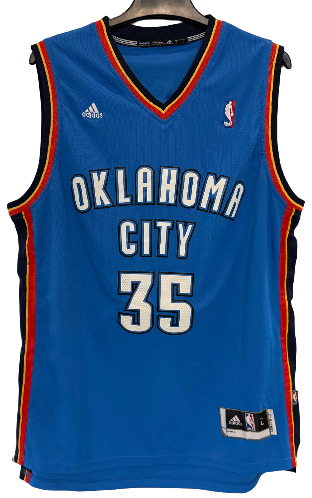 Kevin Durant #35 Adidas OKC Thunder Blue Basketball Jersey Size L Length +2