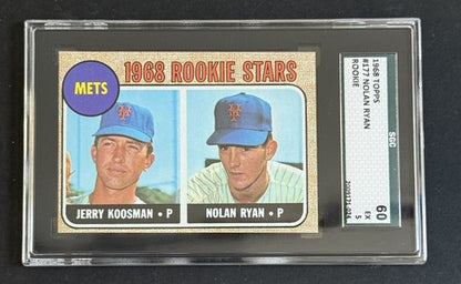 1968 TOPPS #177 NOLAN RYAN NY METS ROOKIE BASEBALL CARD SGC 5 EX Razor Sharp Rc