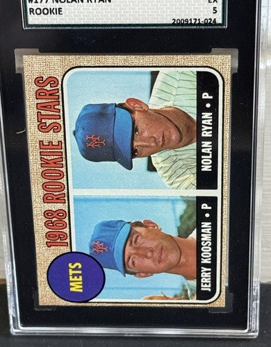 1968 TOPPS #177 NOLAN RYAN NY METS ROOKIE BASEBALL CARD SGC 5 EX Razor Sharp Rc