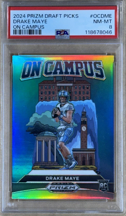 2024 Prizm Draft Picks Drake Maye On Campus SSP Rc PSA 8 UNC Patriots Rookie