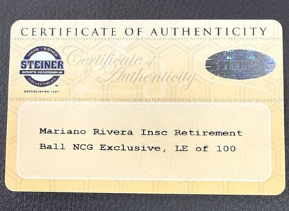 Mariano Rivera Signed 2013 Retirement Logo Baseball Yankees Auto STEINER & Mlb