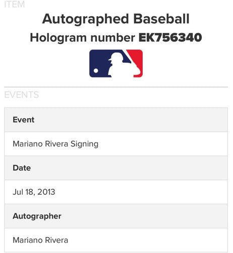 Mariano Rivera Signed 2013 Retirement Logo Baseball Yankees Auto STEINER & Mlb