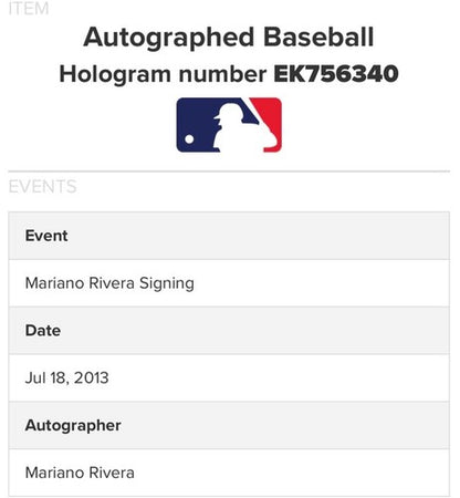 Mariano Rivera Signed 2013 Retirement Logo Baseball Yankees Auto STEINER & Mlb