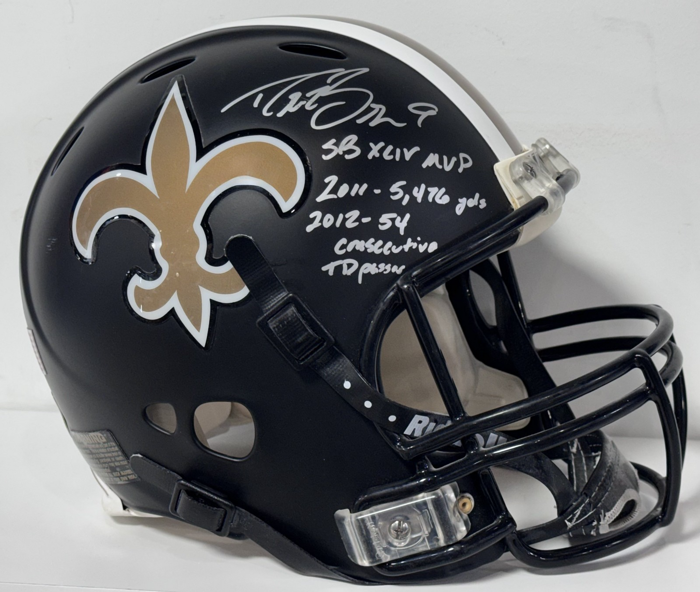 Drew Brees Signed Riddell Proline Authentic FS Helmet 3 Stat Auto PSA COA Saints