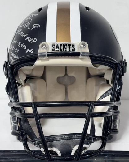 Drew Brees Signed Riddell Proline Authentic FS Helmet 3 Stat Auto PSA COA Saints