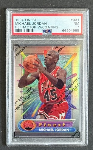 1994 FINEST REFRACTOR MICHAEL JORDAN w/ Coating #331 #45 Jersey Psa 7 Nm Nicer
