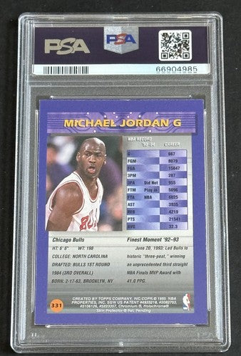 1994 FINEST REFRACTOR MICHAEL JORDAN w/ Coating #331 #45 Jersey Psa 7 Nm Nicer