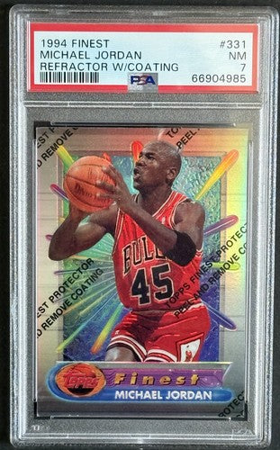 1994 FINEST REFRACTOR MICHAEL JORDAN w/ Coating #331 #45 Jersey Psa 7 Nm Nicer