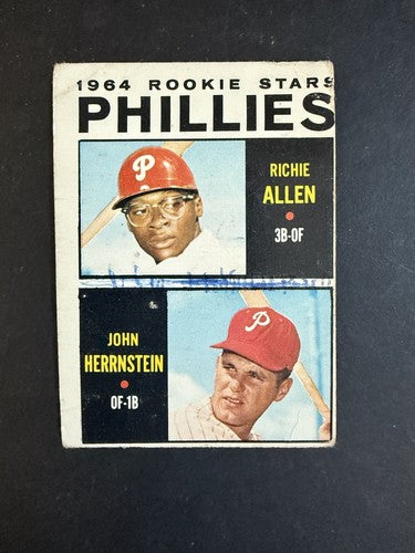 1964 Topps Baseball Phillies Rookie Stars #243 Richie Allen Rc HOF MK Loved Card