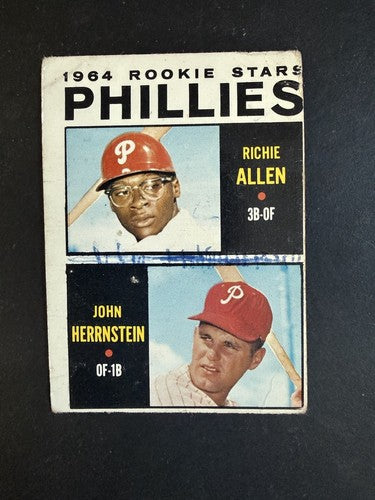 1964 Topps Baseball Phillies Rookie Stars #243 Richie Allen Rc HOF MK Loved Card