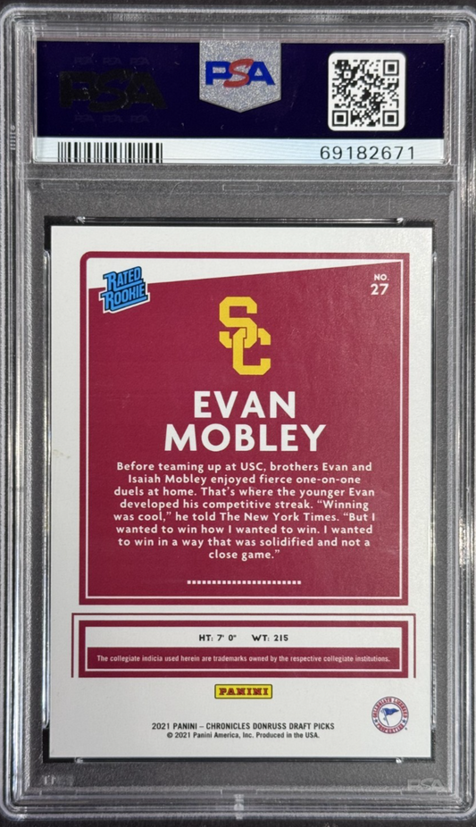 2021 Chronicles DP Evan Mobley Gold LE/10 PSA 10 Gem MT USC Cleveland Cavaliers