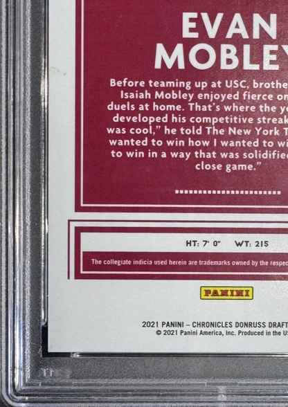 2021 Chronicles DP Evan Mobley Gold LE/10 PSA 10 Gem MT USC Cleveland Cavaliers