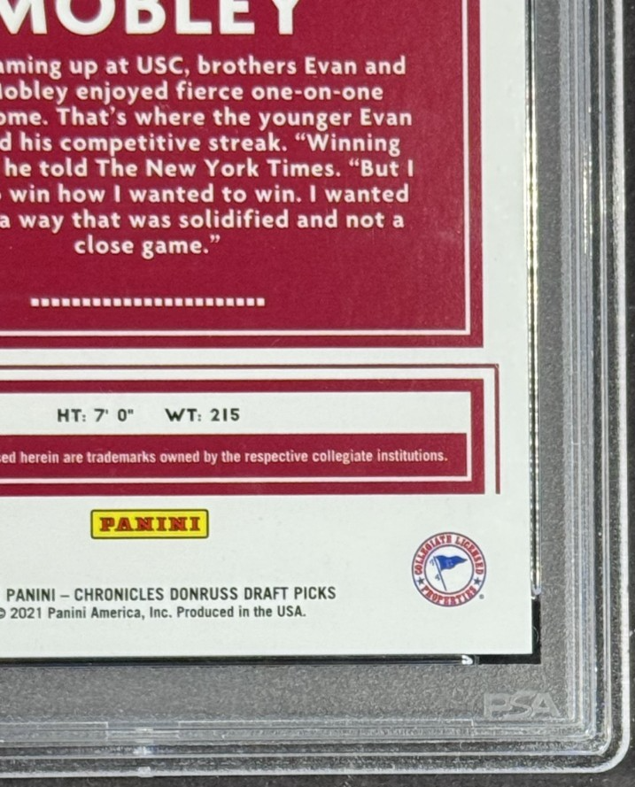 2021 Chronicles DP Evan Mobley Gold LE/10 PSA 10 Gem MT USC Cleveland Cavaliers