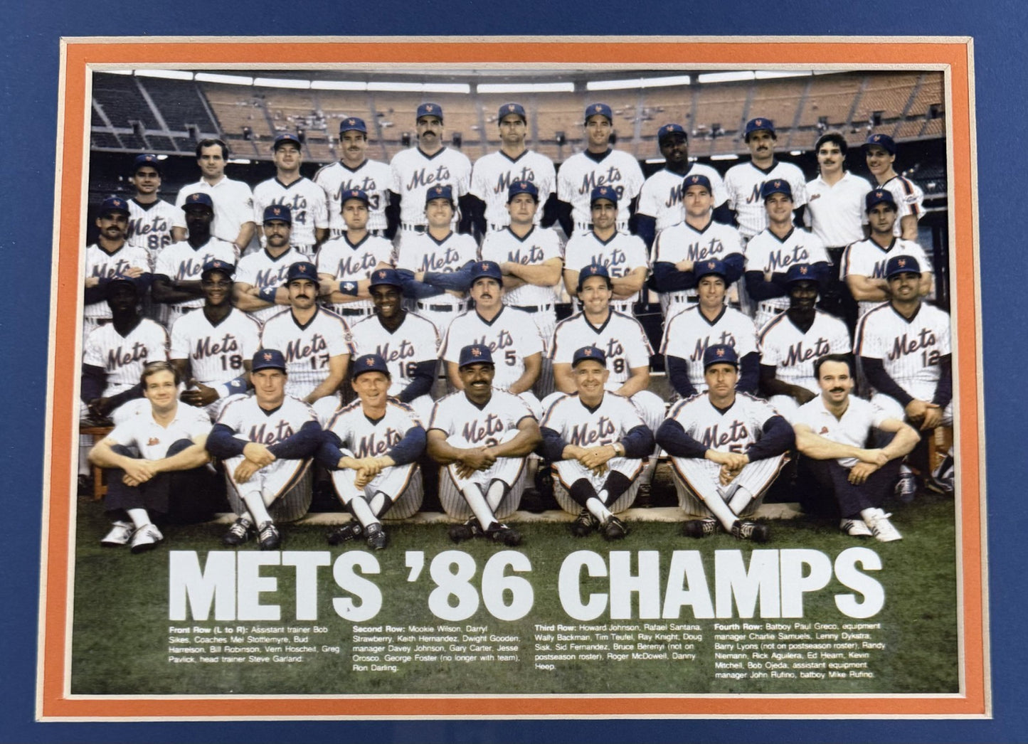 1986 Ny Mets World Series Champion Framed Team Photo Baseball Card Collage