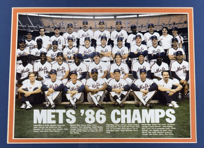 1986 Ny Mets World Series Champion Framed Team Photo Baseball Card Collage