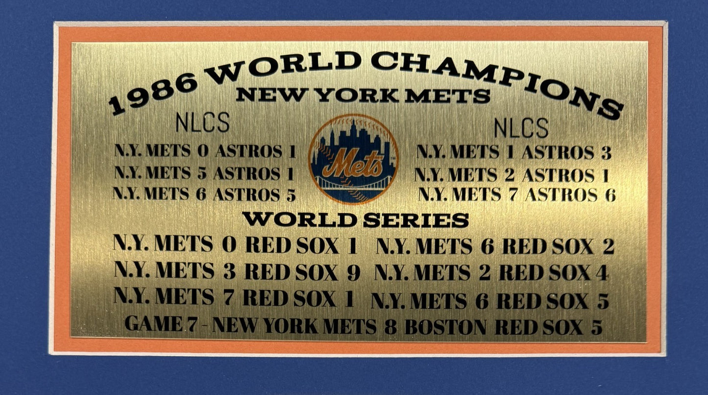 1986 Ny Mets World Series Champion Framed Team Photo Baseball Card Collage