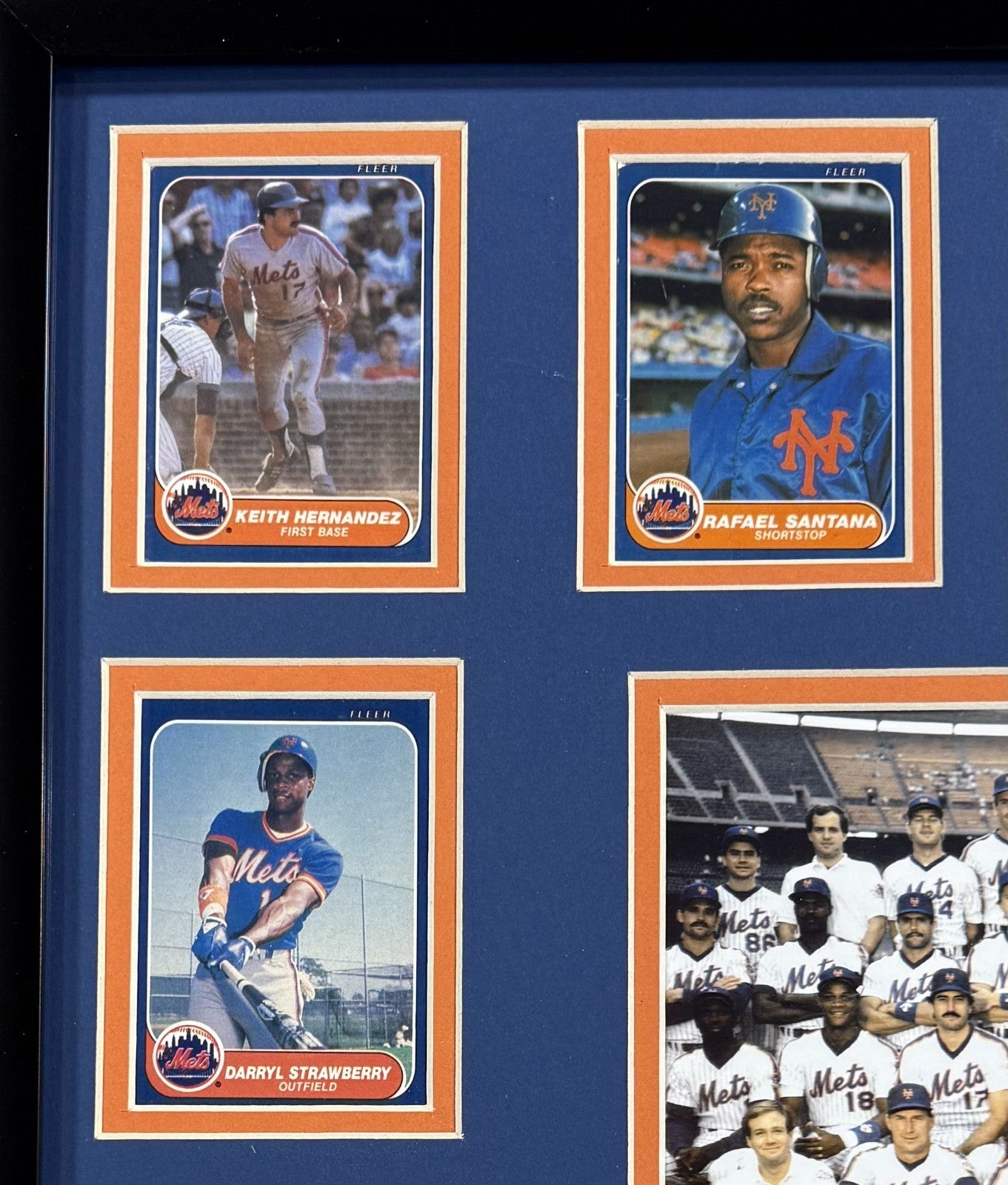 1986 Ny Mets World Series Champion Framed Team Photo Baseball Card Collage
