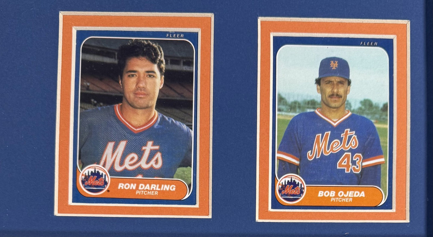 1986 Ny Mets World Series Champion Framed Team Photo Baseball Card Collage