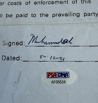 1991 Muhammad Ali  Signed Original Contract 1/1 Auto Sports Impressions PSA Loa