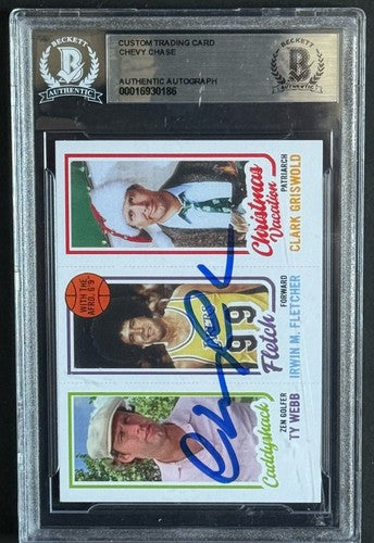 Chevy Chase Signed Rookie Trading Card Beckett BAS Griswold Fletch Ty Webb Auto