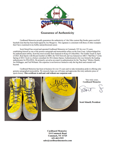 Joe Musgrove Signed Game Used Nike Big Smoke Cleats Padres Auto Sz 15 CBM LOA