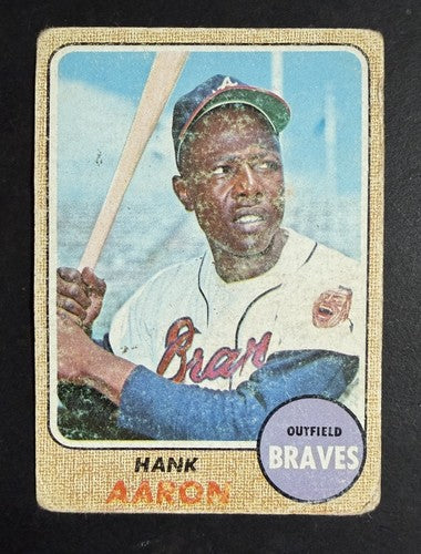 1968 Topps #110 Hank Aaron Low Grade But DEAD CENTERED FRONT & Back HOF Braves