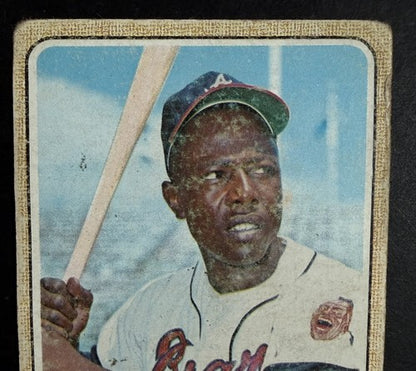 1968 Topps #110 Hank Aaron Low Grade But DEAD CENTERED FRONT & Back HOF Braves
