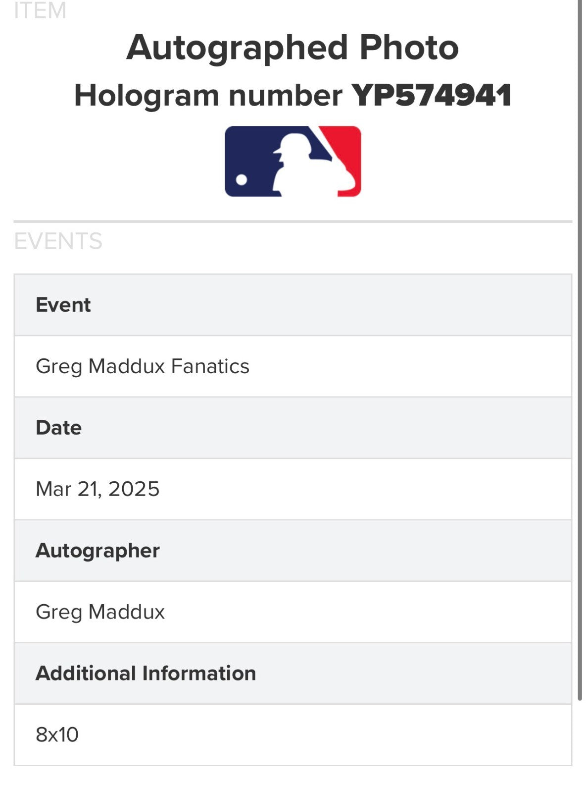 Under Wraps Greg Maddux Signed 8x10 Emanate Photo /99 Auto Fanatics Braves HOF