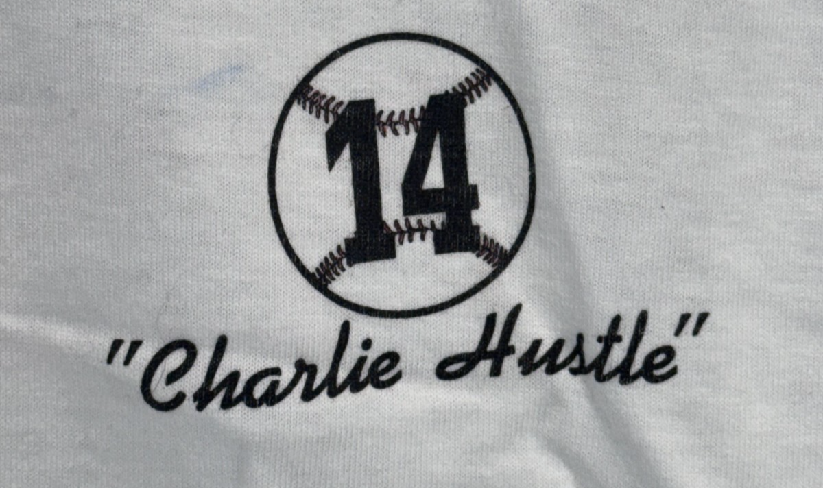Pete Rose Signed BallPark Cafe Charlie Hustle T Shirt Hit King Auto CBM COA