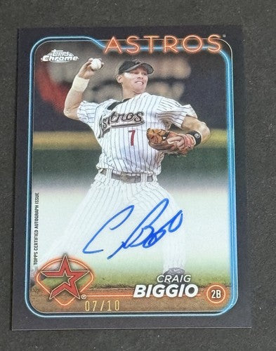 Craig Biggio 2024 Topps Chrome Black Refractor Mint On Card Auto /10 HOF Astros