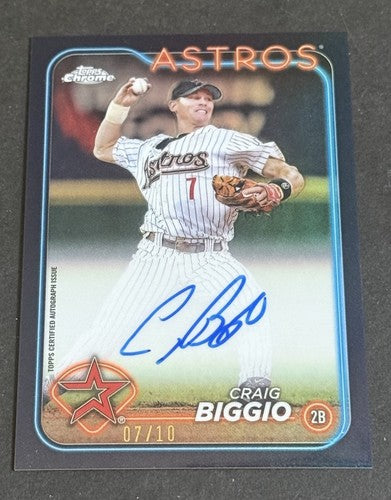 Craig Biggio 2024 Topps Chrome Black Refractor Mint On Card Auto /10 HOF Astros