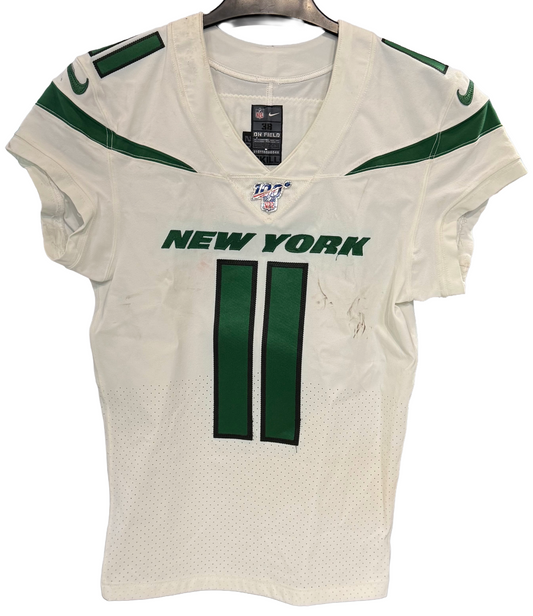 Robbie Anderson Ny Jets Game Worn Used Nike 2019 Skill Jersey 100nfl Patch Sz38