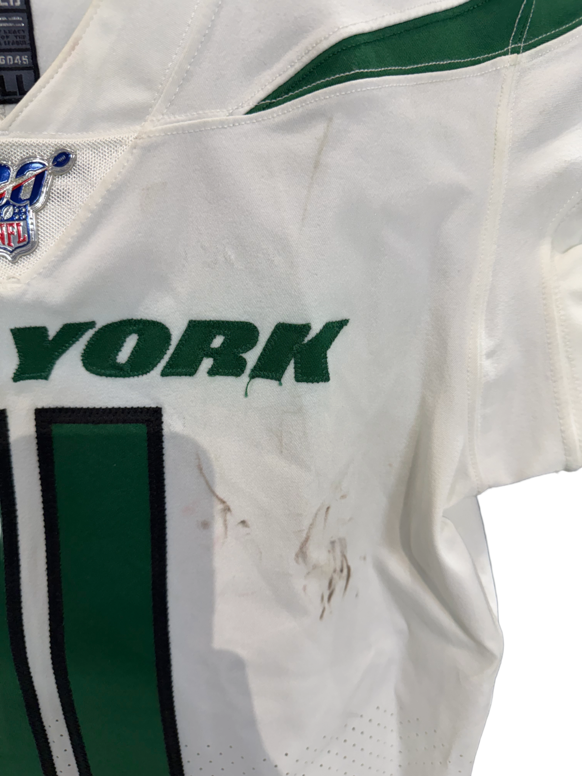 Robbie Anderson Ny Jets Game Worn Used Nike 2019 Skill Jersey 100nfl Patch Sz38
