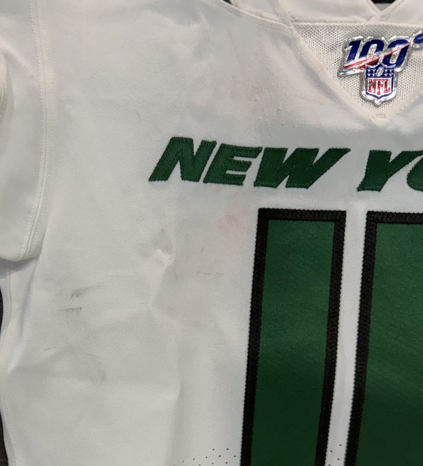 Robbie Anderson Ny Jets Game Worn Used Nike 2019 Skill Jersey 100nfl Patch Sz38