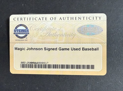 Magic Johnson  Signed 2007 Mlb Game Used Certified Baseball Dodgers Steiner Coa