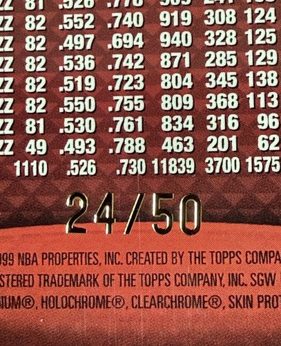 1999-00 Topps Finest Team Finest Red Refractor Parallel Karl Malone /50 Mint Hof
