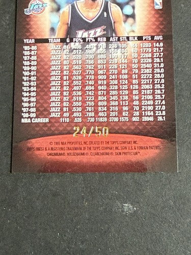 1999-00 Topps Finest Team Finest Red Refractor Parallel Karl Malone /50 Mint Hof