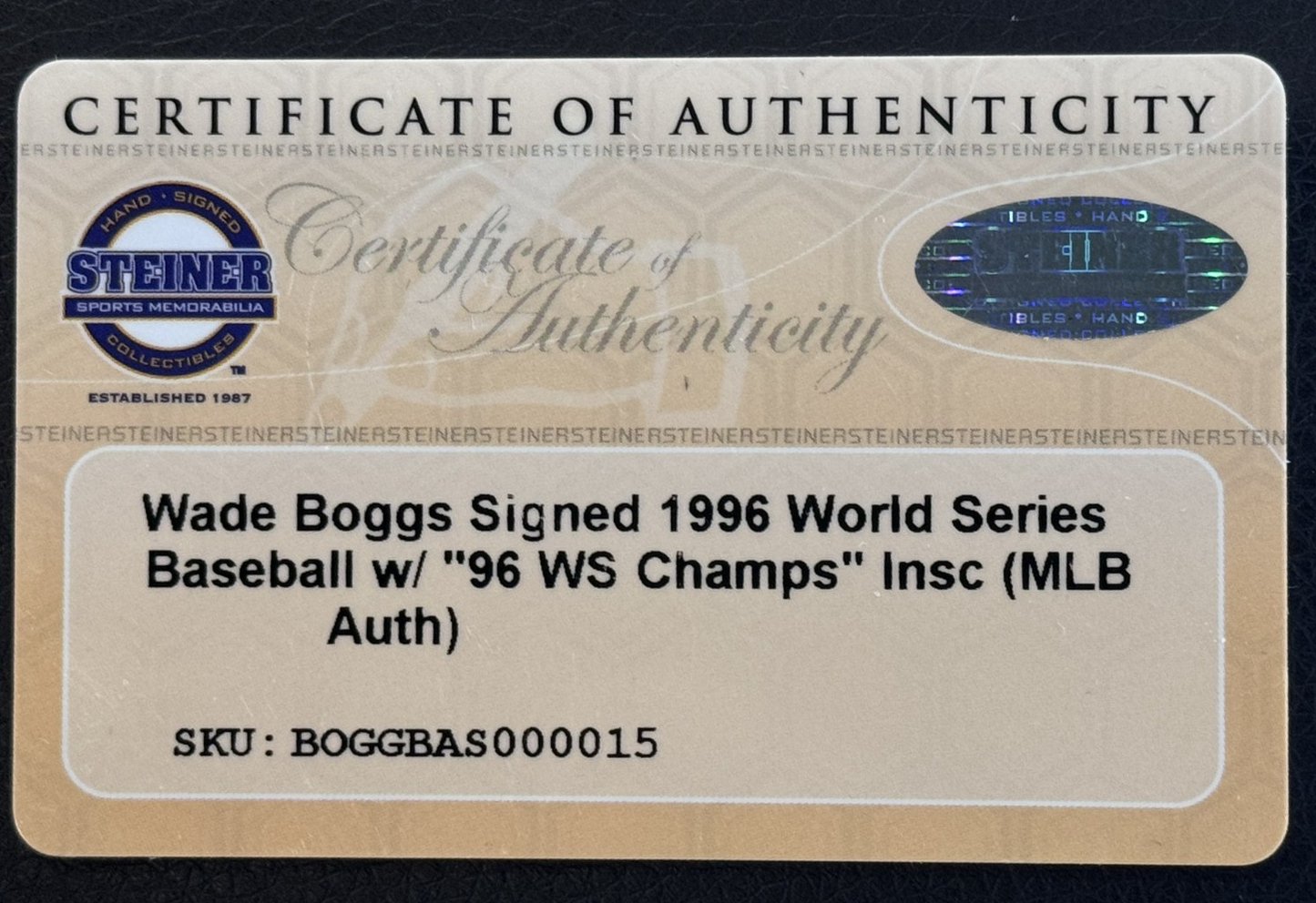 Wade Boggs Signed 1996 World Series Baseball WS Champs Auto Steiner MLB Yankees