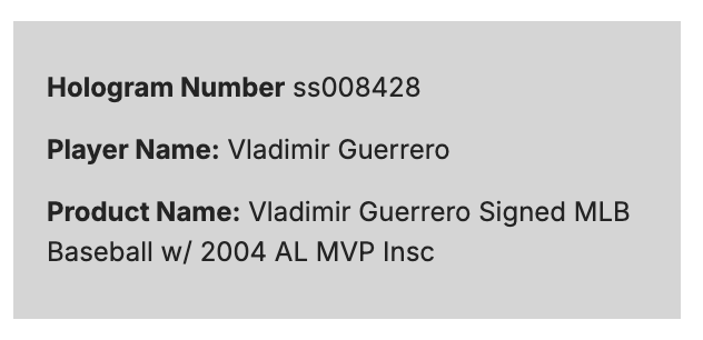Vladimir Guerrero Signed Official MLB Baseball 2004 AL MVP Auto Steiner Angels
