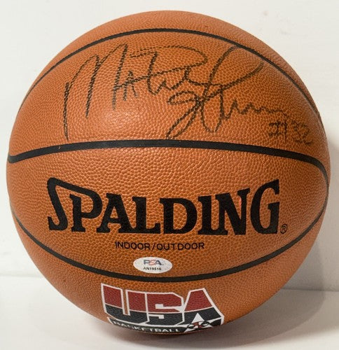 Magic Johnson Signed Spalding I/O USA Basketball HOF Lakers #32 Auto PSA COA
