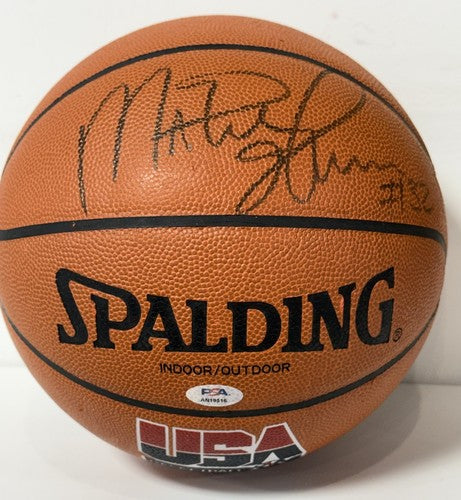 Magic Johnson Signed Spalding I/O USA Basketball HOF Lakers #32 Auto PSA COA