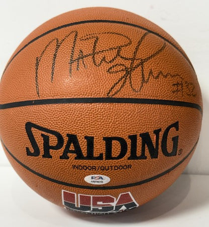 Magic Johnson Signed Spalding I/O USA Basketball HOF Lakers #32 Auto PSA COA